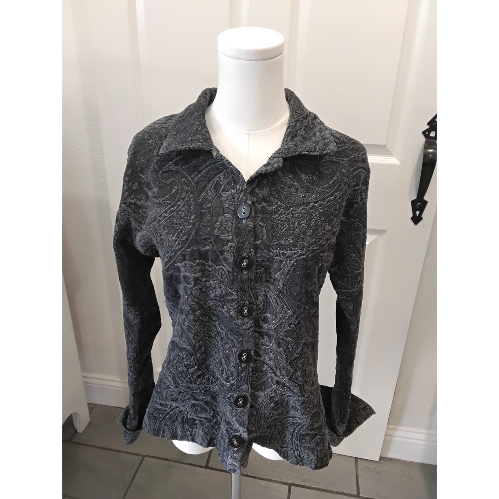 Habitat Clothes To Live In Grey Paisley Jacquard Metallic Button Jacket 82224